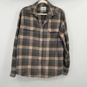mens flannel buffalo check long sleeve shirt L Muted 100 Cotton